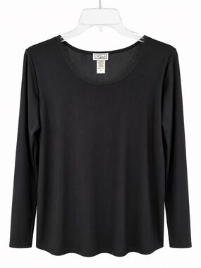 Kleids Black Long Sleeve Stretch Scoop Neck Top – Women’s XL Made in USA